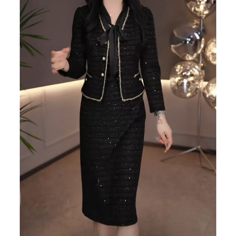 外套+连衣裙2025新款时尚优雅显瘦气质轻奢两件套连衣裙5735#