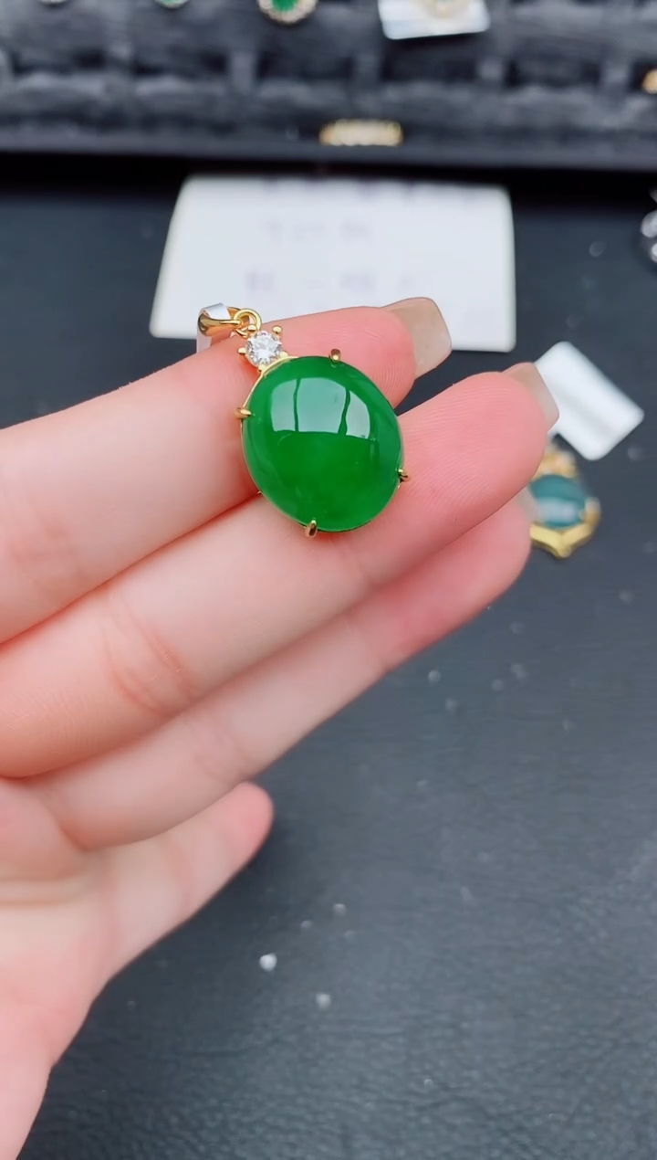 翡翠银S925镶嵌颈饰天然a货翡翠323