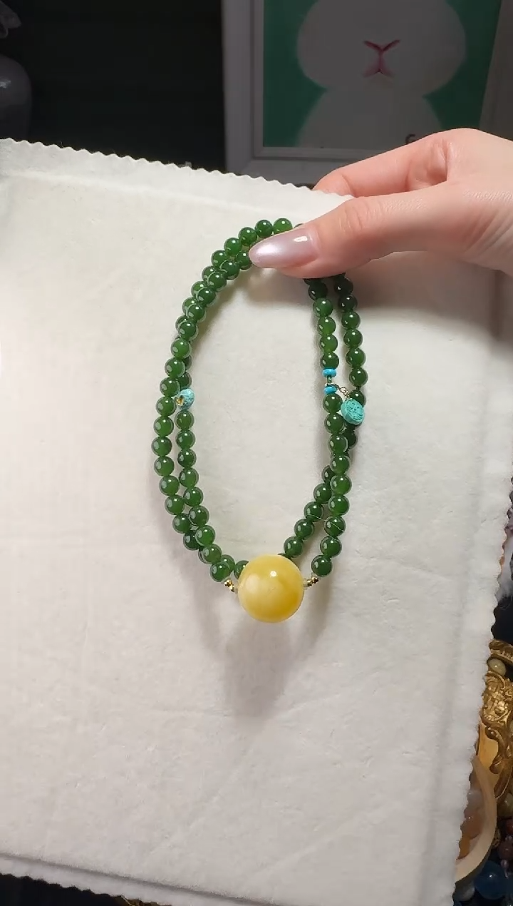 【闪购商品】和田玉（碧玉）毛衣链未镶嵌碧玉蜜蜡毛衣链