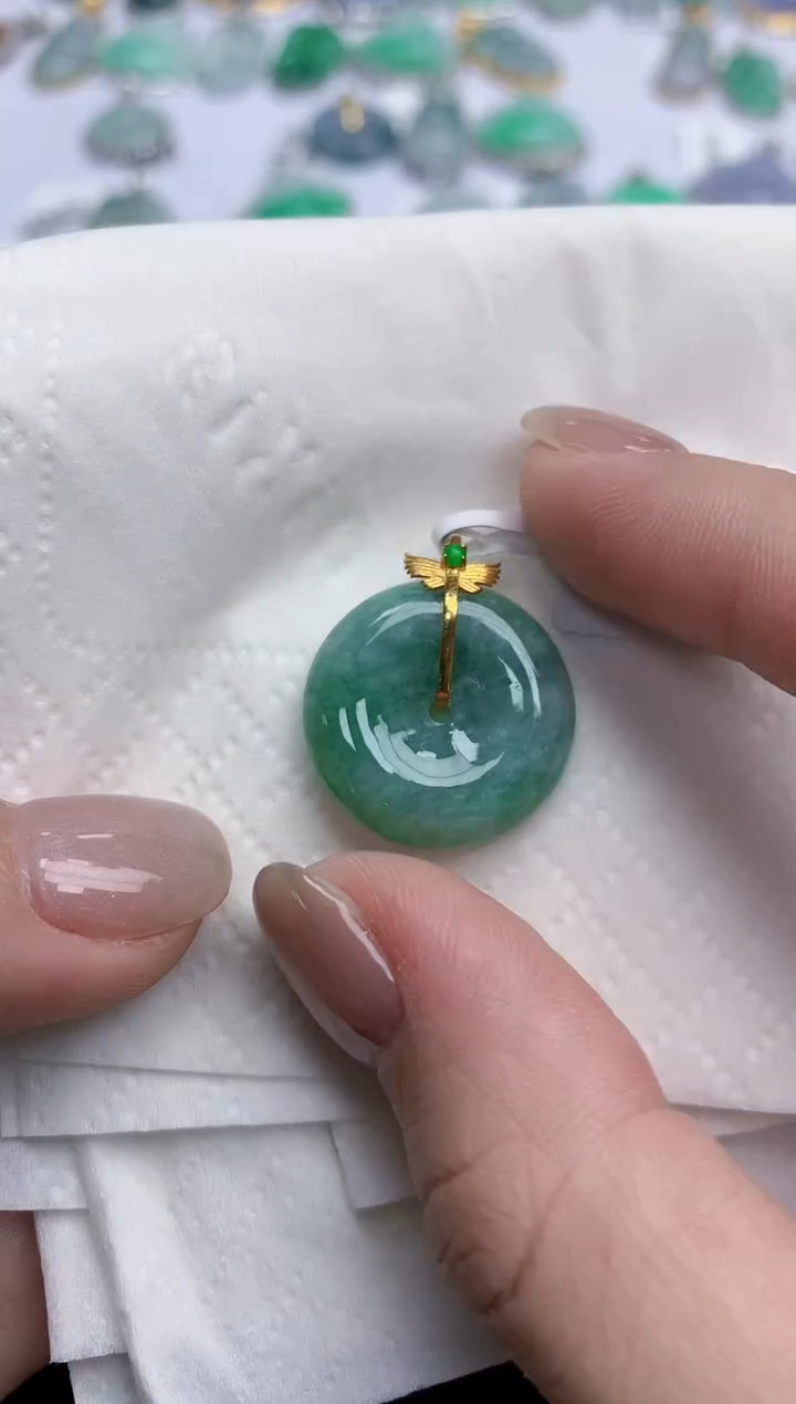 【闪购商品】翡翠颈饰18K金镶嵌天然缅甸翡翠A货