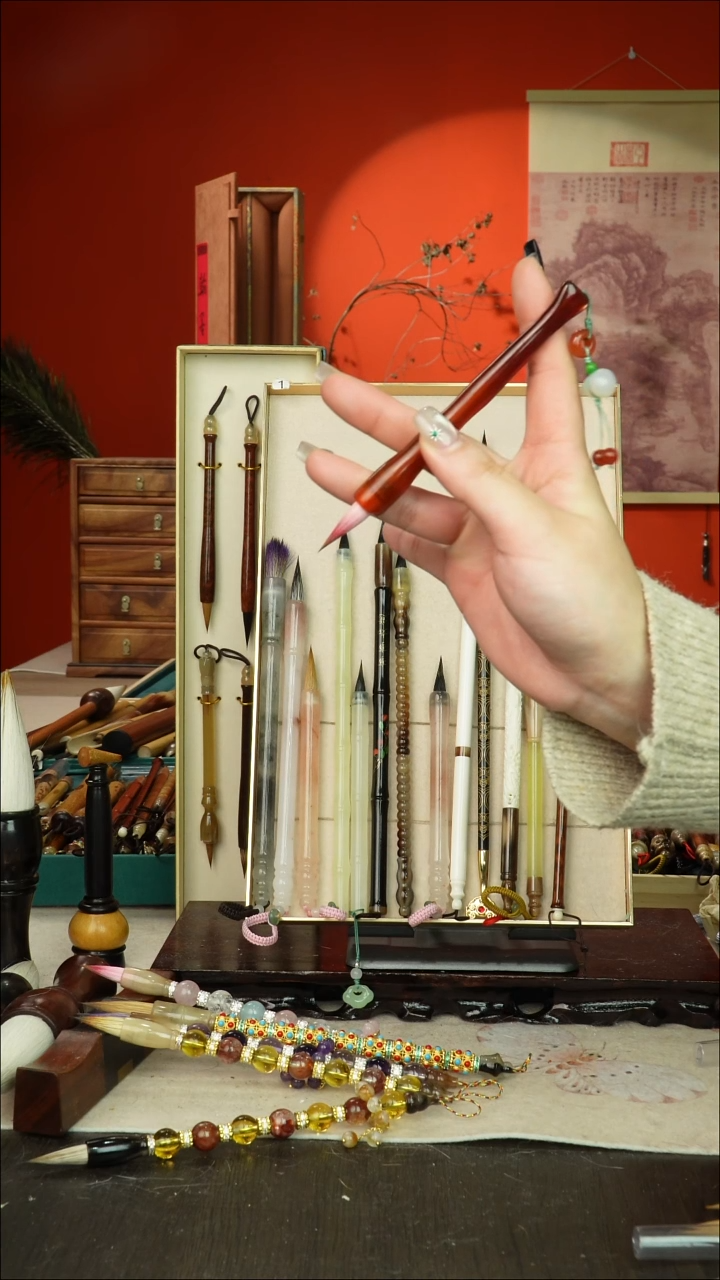 338号闪孤品高货毛笔链接 清水试笔 蘸墨不退