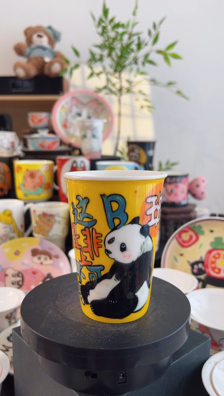【闪购商品】摆件手工手绘陶瓷小杯杯 商品微瑕