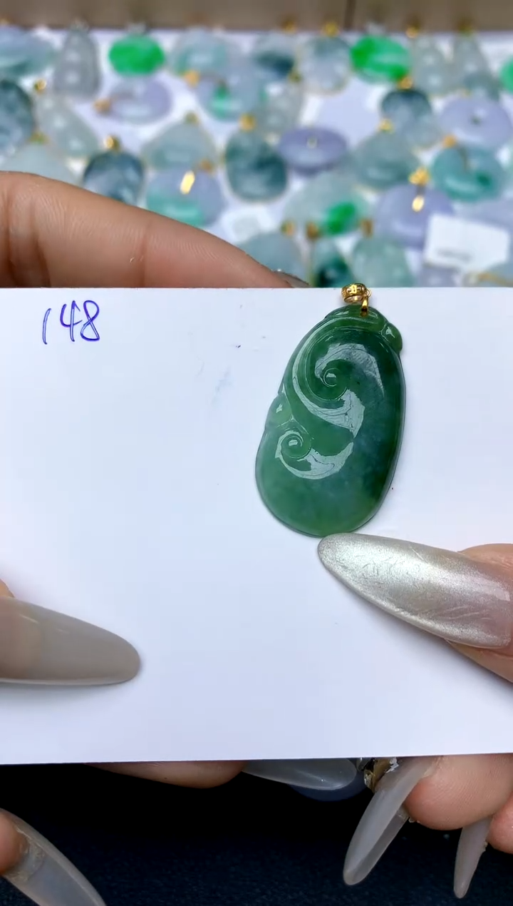 【闪购商品】翡翠颈饰18K金镶嵌天然A货翡翠