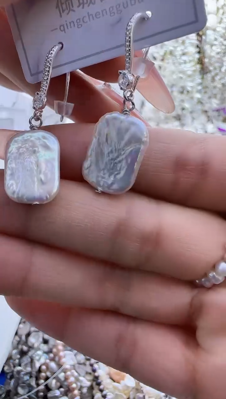 【闪购商品】淡水珍珠耳饰银S925镶嵌93