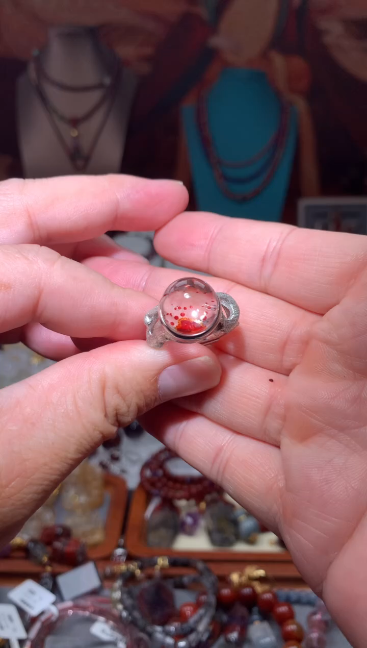 未镶嵌珠宝半成品水晶青***丝胶花戒指