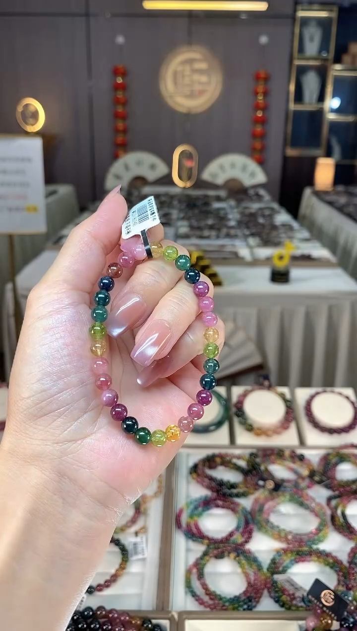 未镶嵌透体老矿碧玺色标单圈手串6mm+碧玺hon多样性发一条