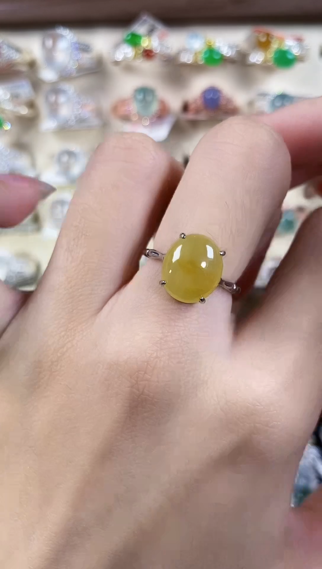 银S925镶嵌戒指翡翠天然A货翡翠136