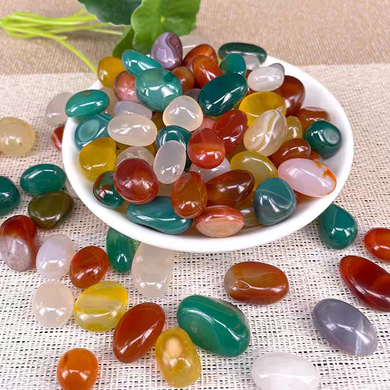 1.5-2cm天然五彩玛瑙石鱼缸造景花盆铺面