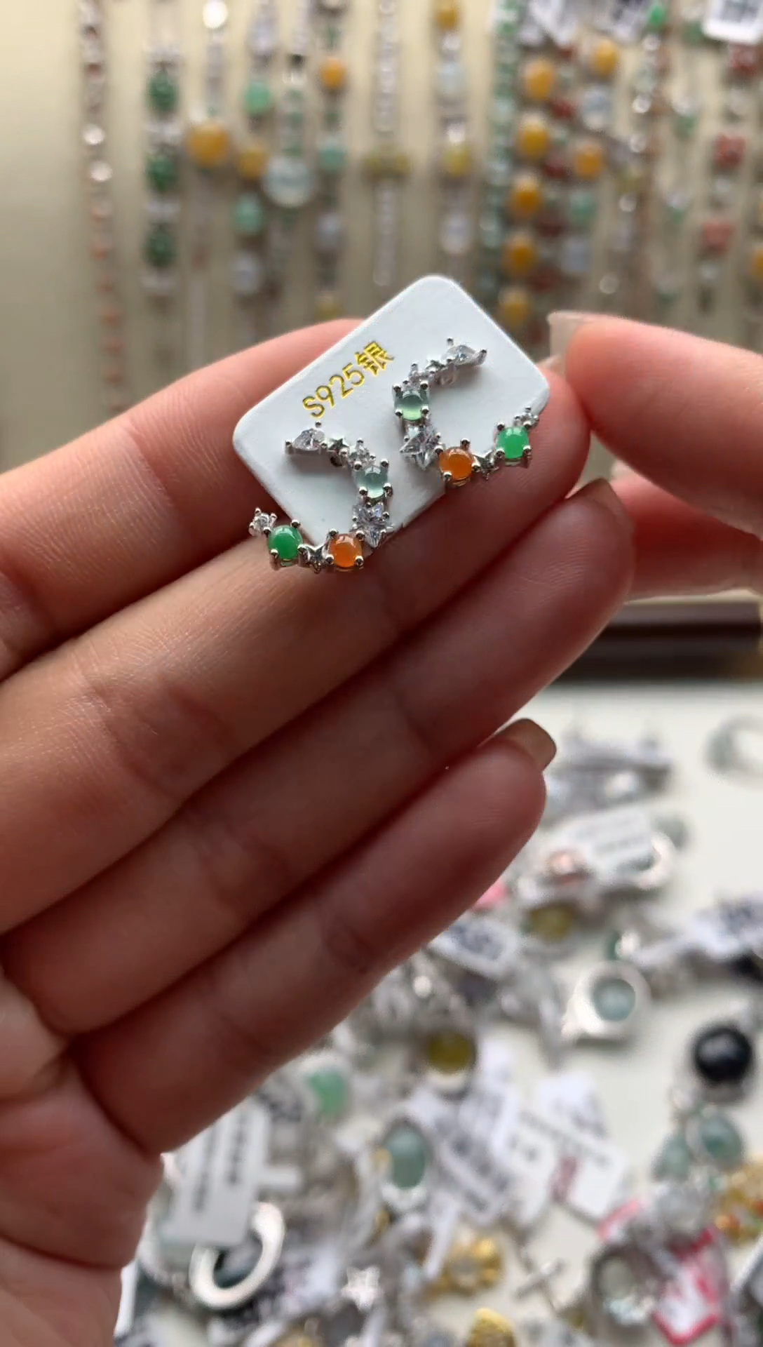 翡翠银S925镶嵌颈饰耳饰