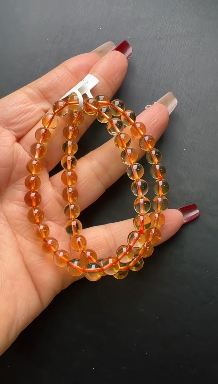 【闪购商品】水晶手串未镶嵌黄水晶圆珠手串多样性发一M00569