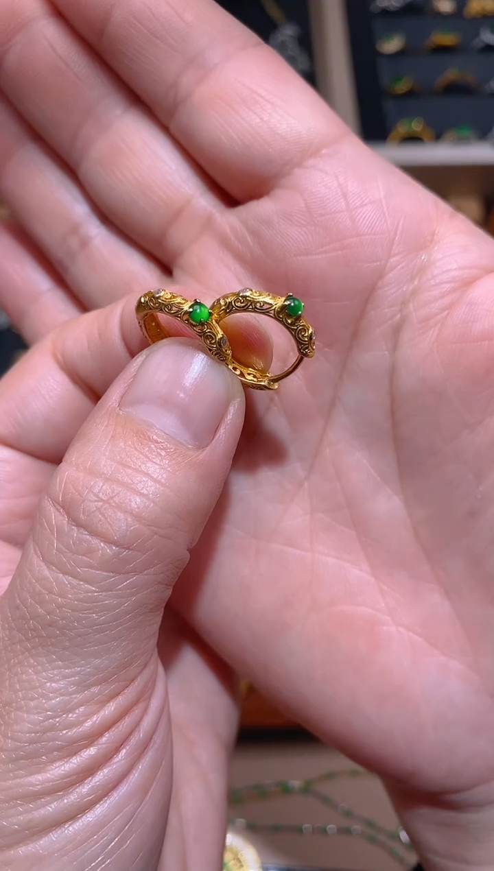 【闪购商品】翡翠颈饰银S925镶嵌耳钉