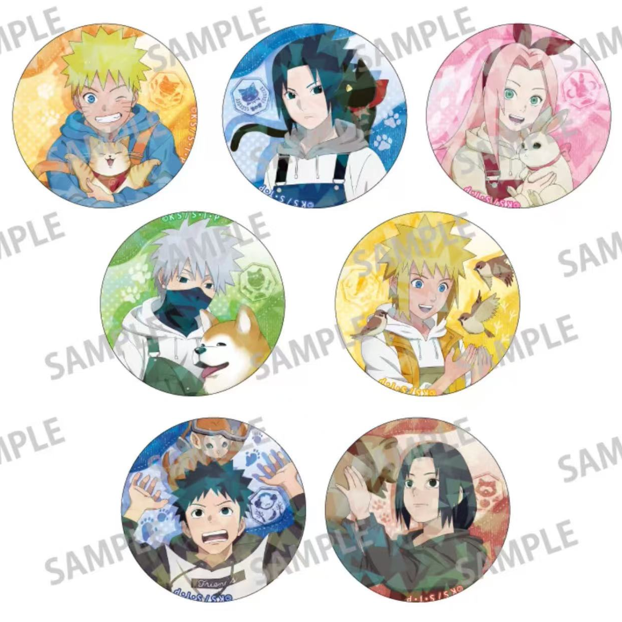 盲盒 火影忍者 少年抱宠小动物 闪吧唧 徽章 默认代拆