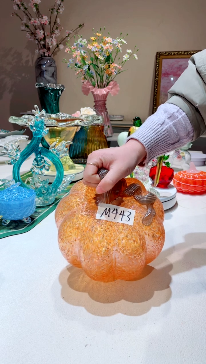 【闪购商品】琉璃手工艺品    M443  黄南瓜微瑕