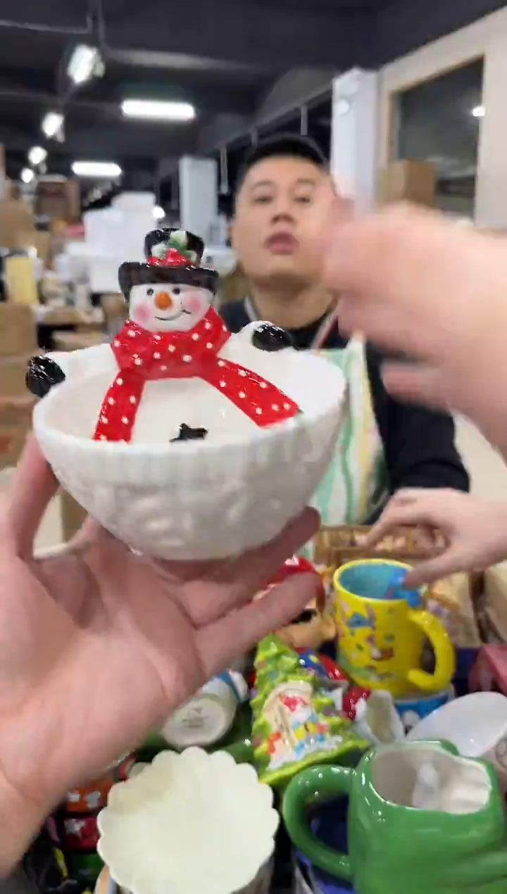 瓷片原盒雪人碗 