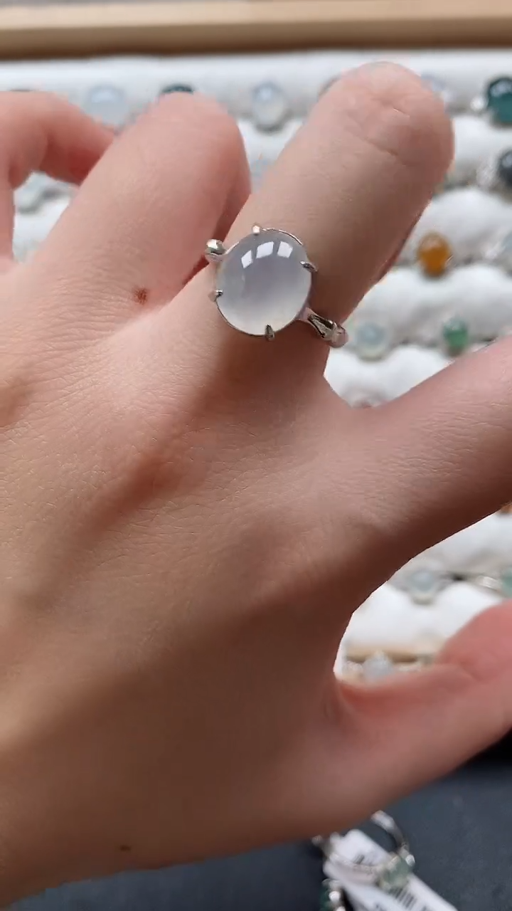 【闪购商品】翡翠戒指银S925镶嵌一物一证一礼盒