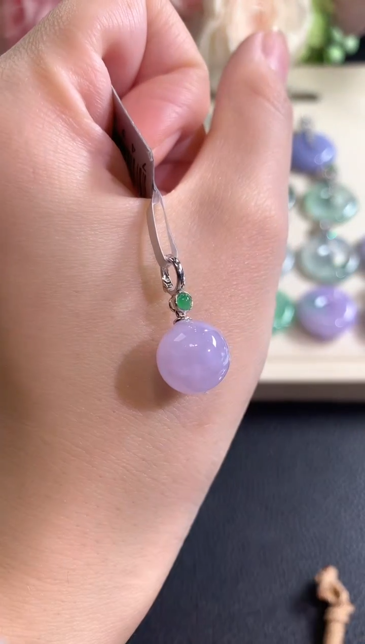 吊坠(不含链)18K金镶嵌翡翠冬日珠宝多样性发货一件Q62紫货有色差