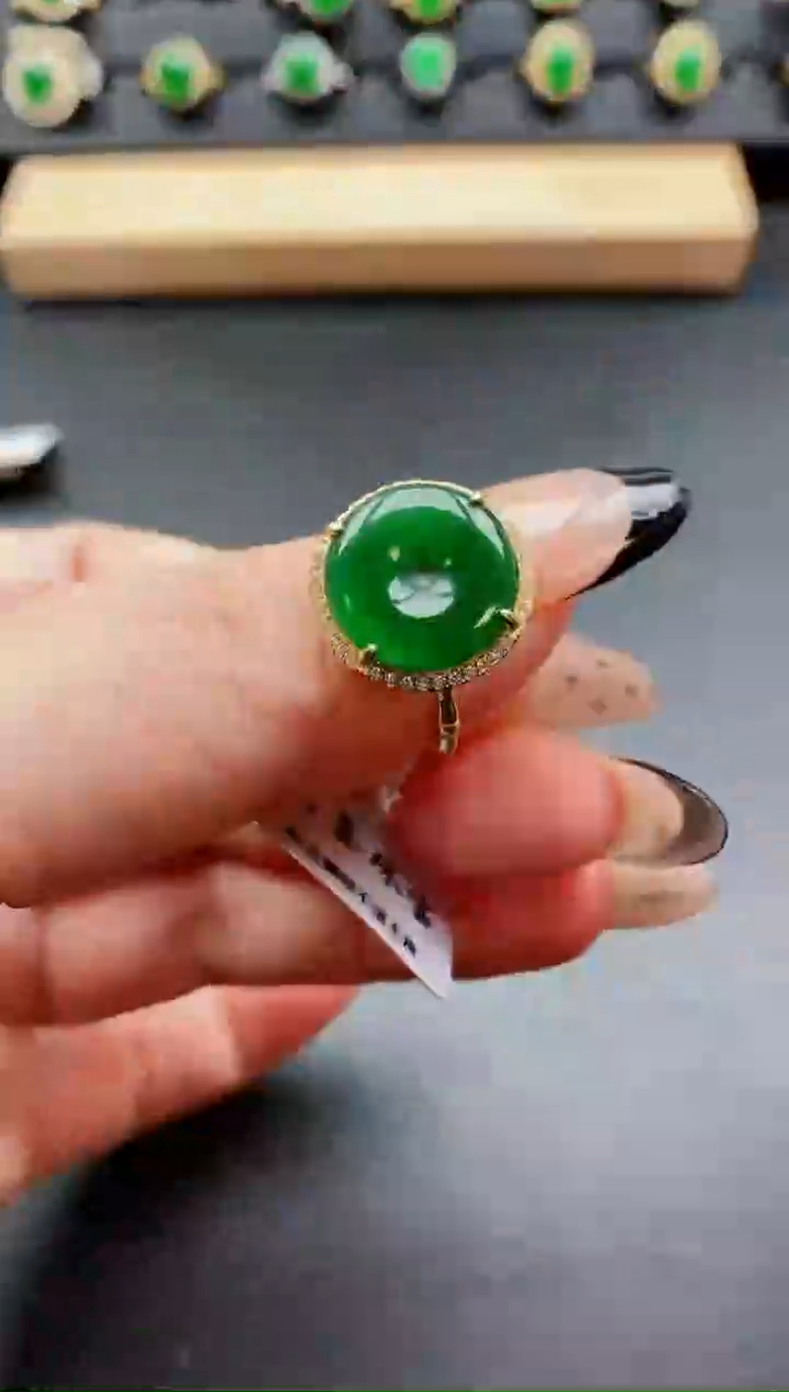 银S925镶嵌戒指翡翠1