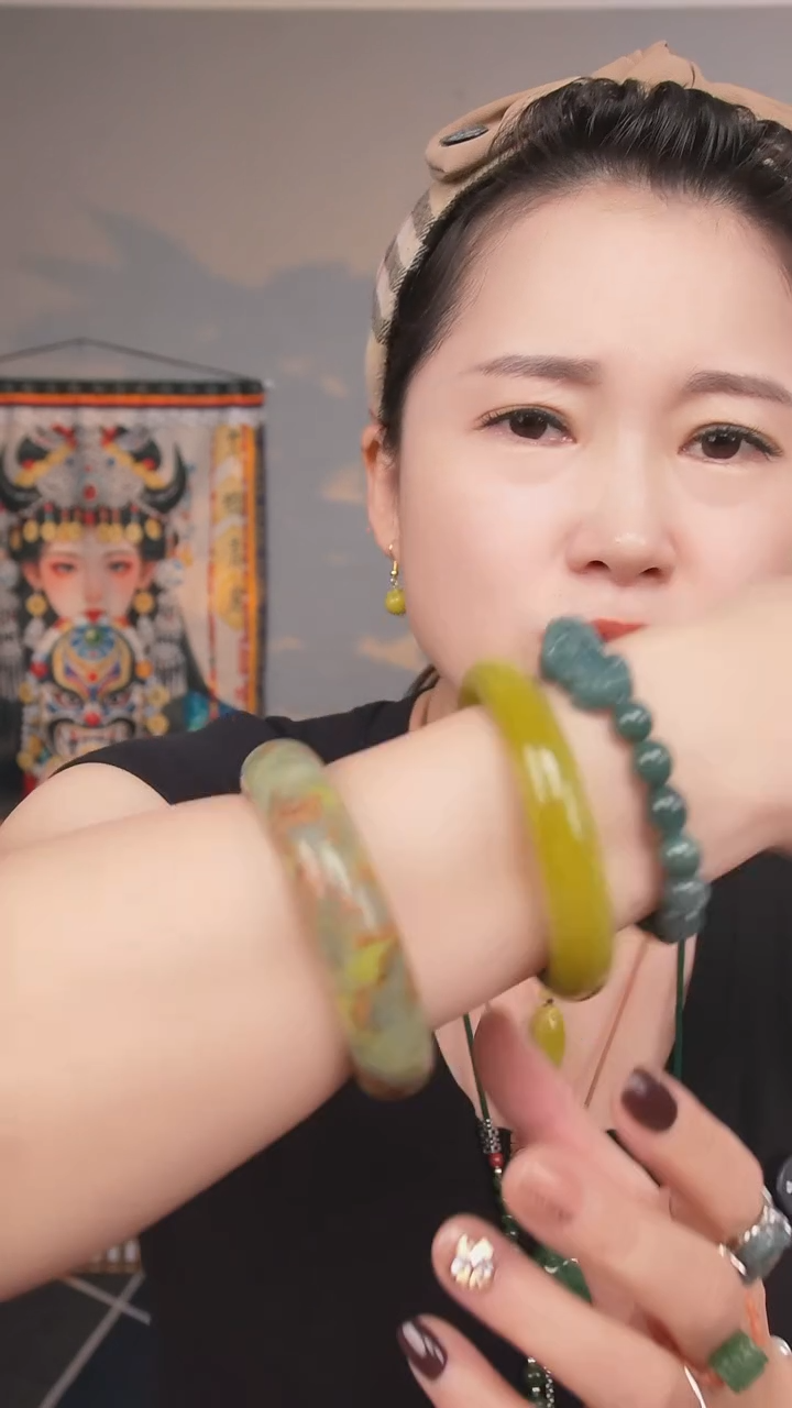 未镶嵌岫玉手镯花**啦手镯多样性发货一件