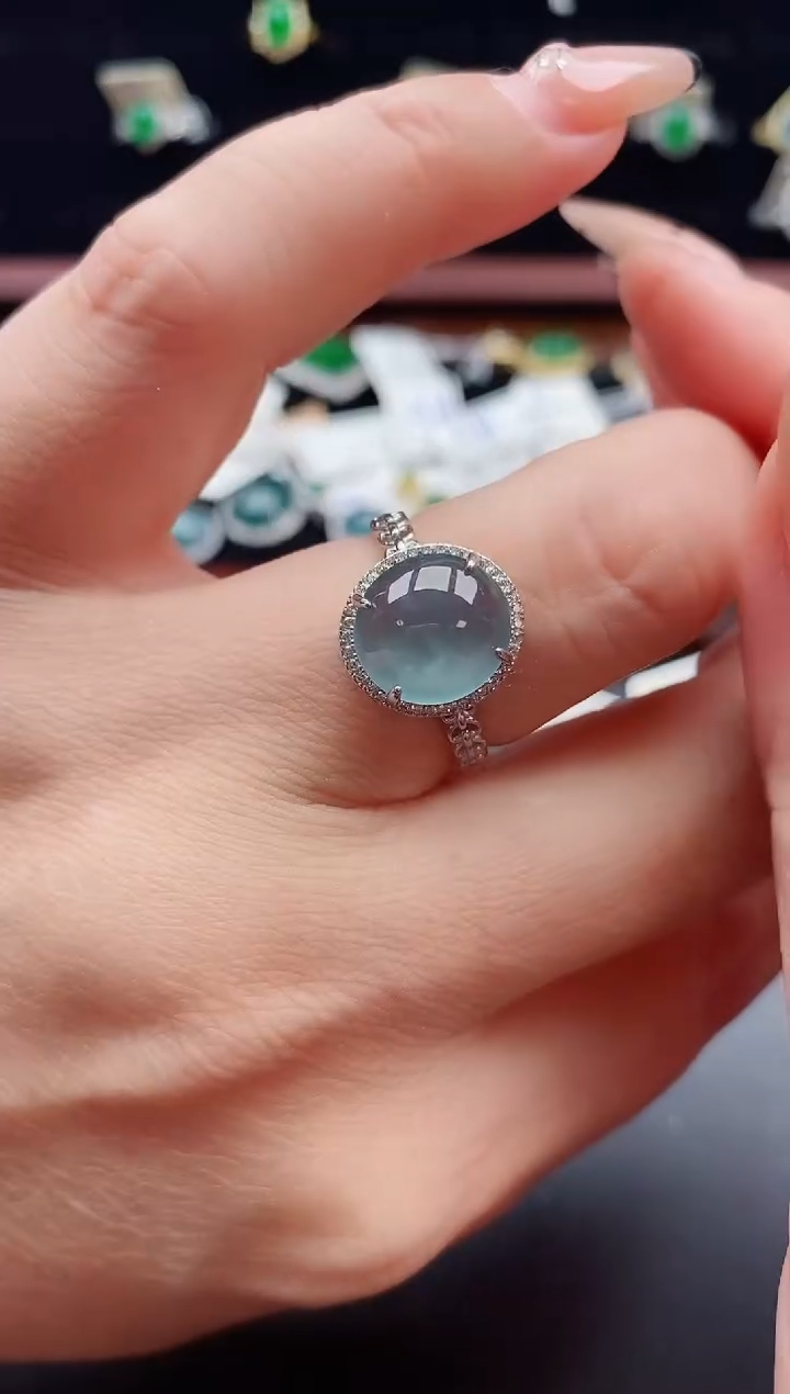 银S925镶嵌戒指翡翠1