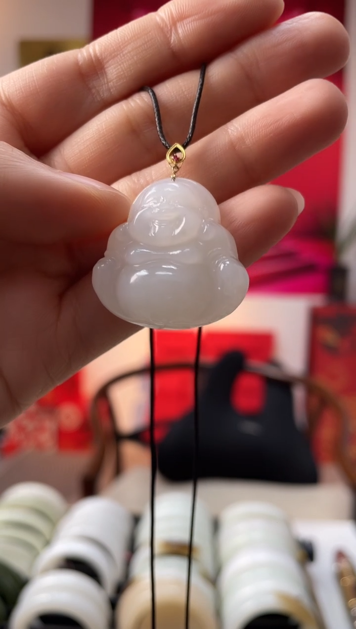 【闪购商品】和田玉颈饰18K金镶嵌天泰佛公发一件