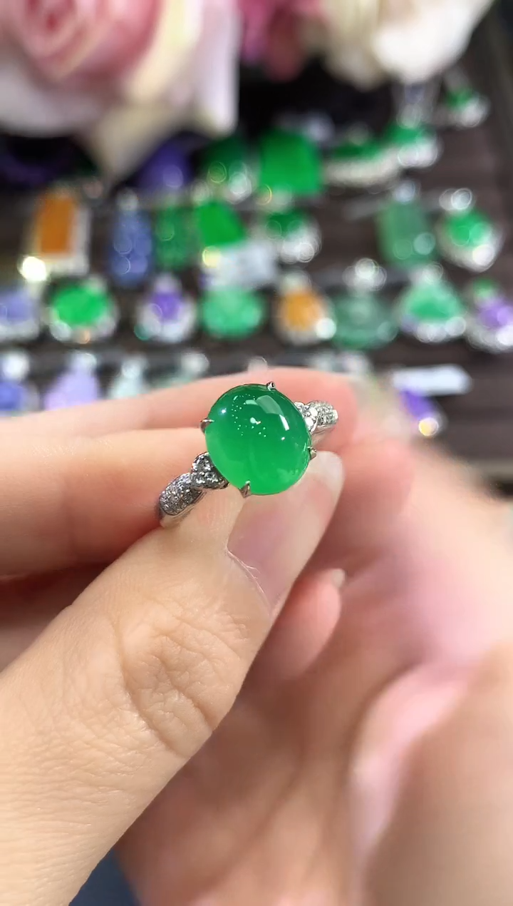 18K金镶嵌戒指翡翠c12   