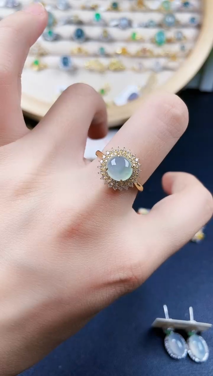 【闪购商品】翡翠银S925镶嵌戒指4645646