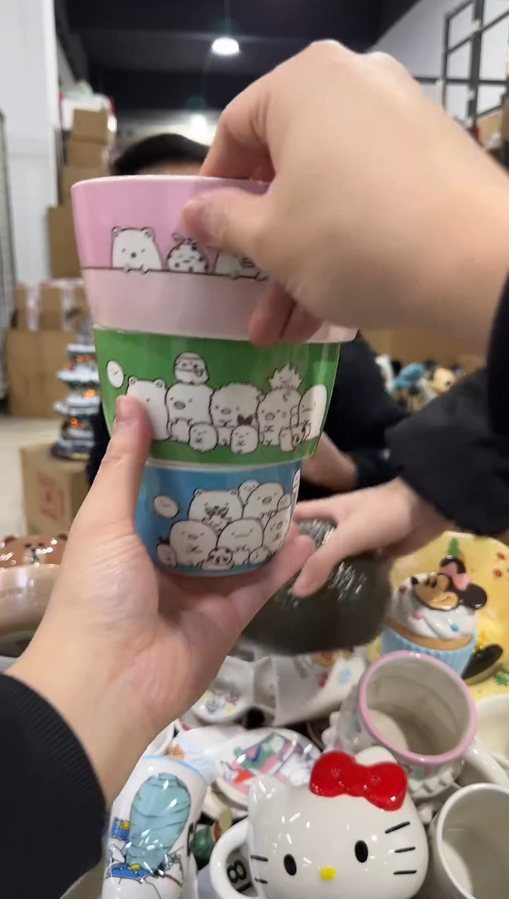 瓷片角落生物大小碗3件套