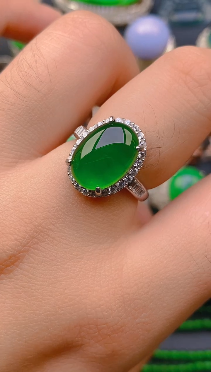 【闪购商品】翡翠戒指银S925镶嵌天然A货翡翠1