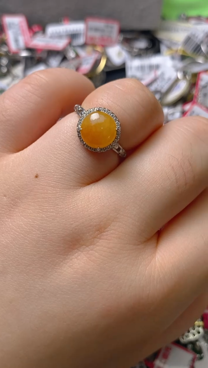 银S925镶嵌戒指翡翠百内无证书