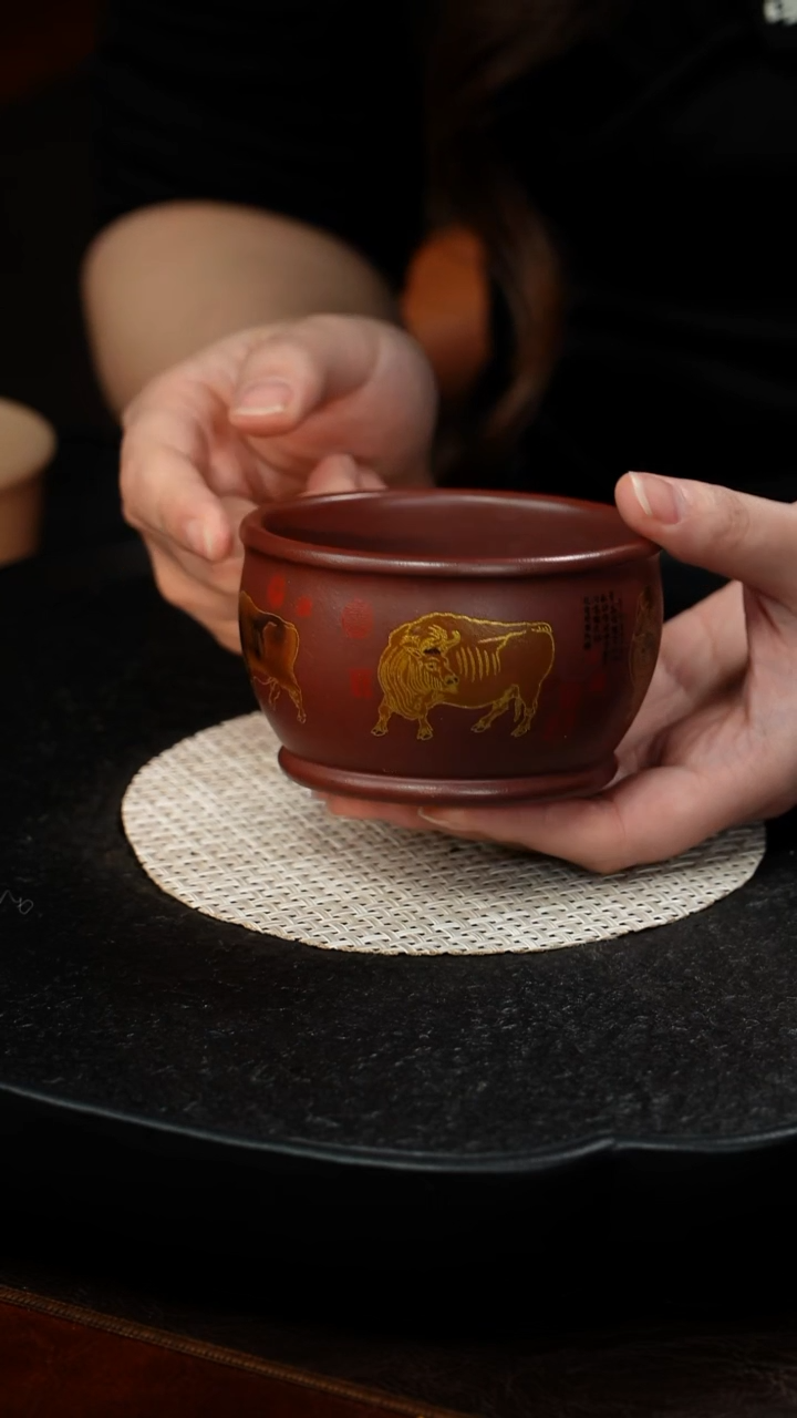 茶壶紫砂五牛图主人杯3 XB