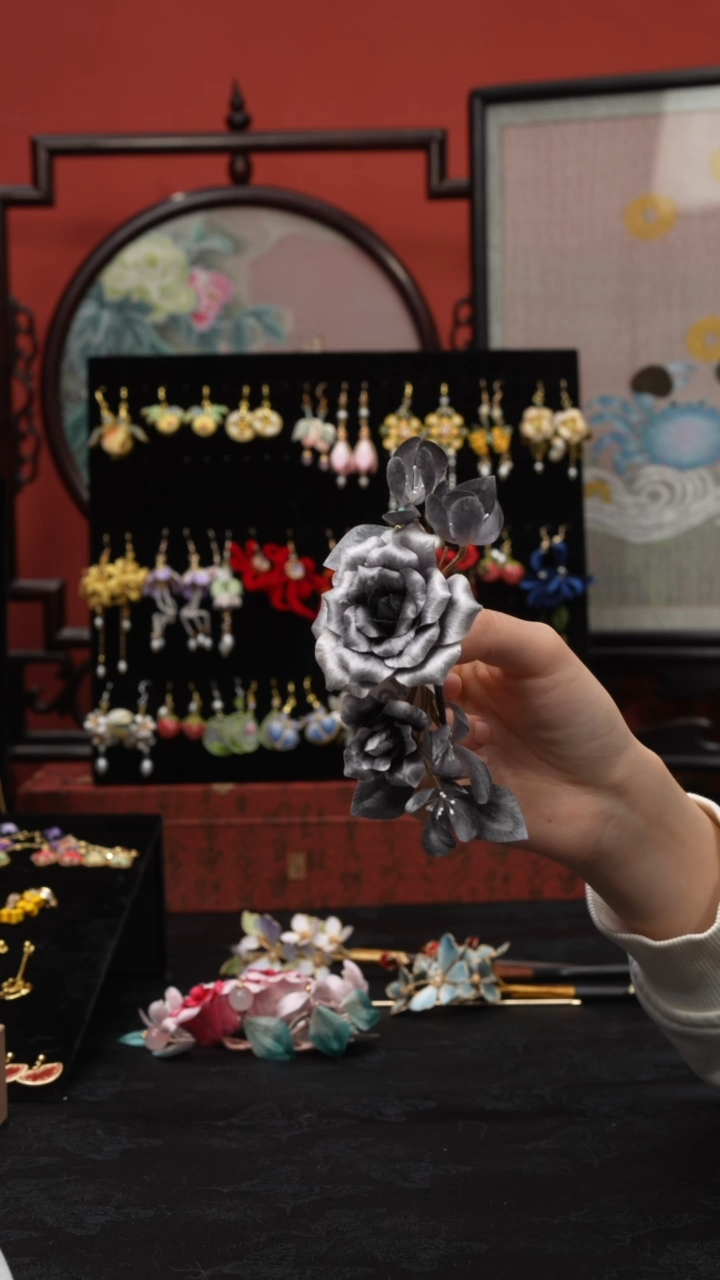 刺绣香***花非遗手工绒花饰品