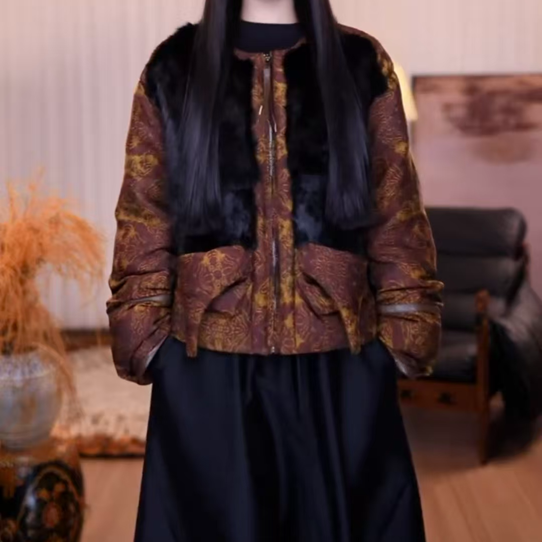 『意凌』新中式设计师高级气质保暖冬季收腰休闲复古款羽绒服