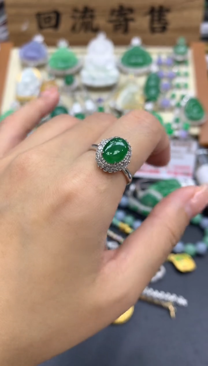 【闪购商品】翡翠戒指18K金镶嵌123-中国好珍宝