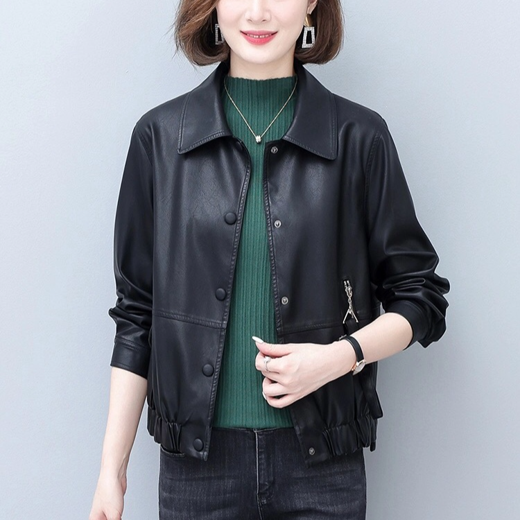 大码女装短款皮衣女外套春秋季新款小个子时尚气质皮夹克厂家批发