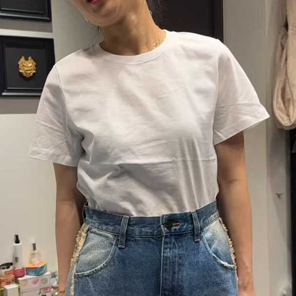 25649 白色短袖体恤女圆领