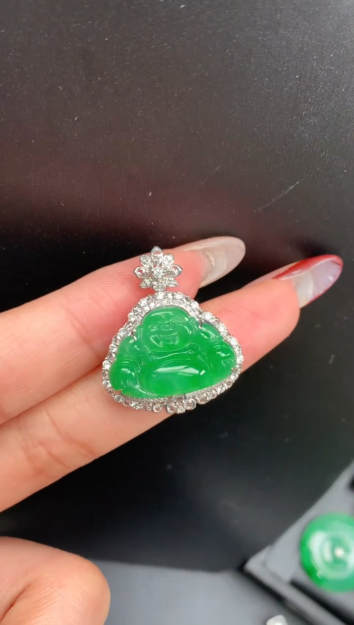 【闪购商品】翡翠颈饰18K金镶嵌佛公1503