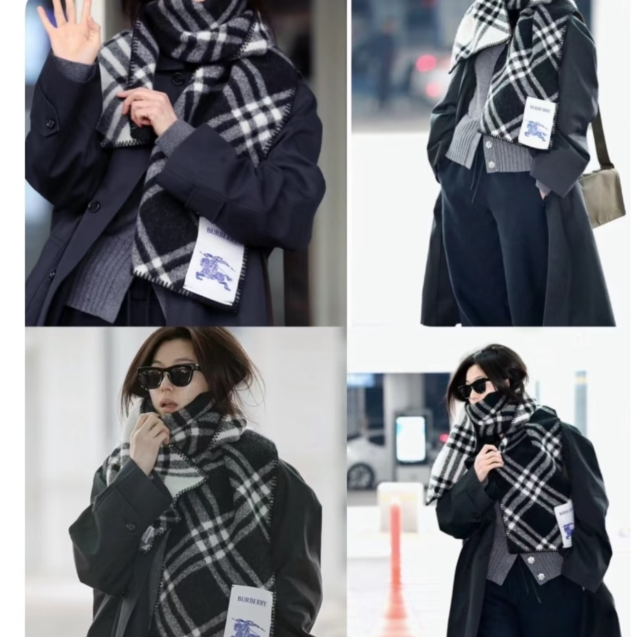 未使用 BURBERRY/博柏利 花花特价条纹装饰Logo字母贴布围巾