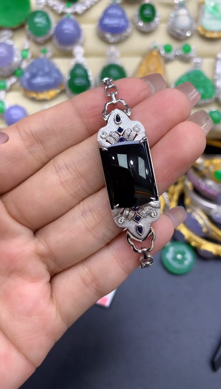 18K金镶嵌手链翡翠409-中国好珍宝