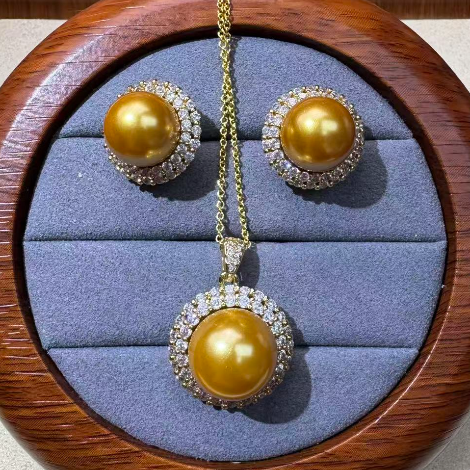 非金属珐琅项链 金色 圆珠精致两件套 K273