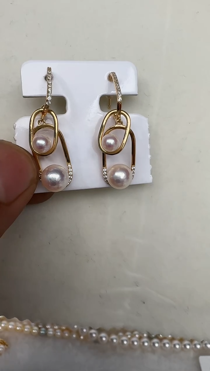 银S925镶嵌耳饰海水珍珠耳钉