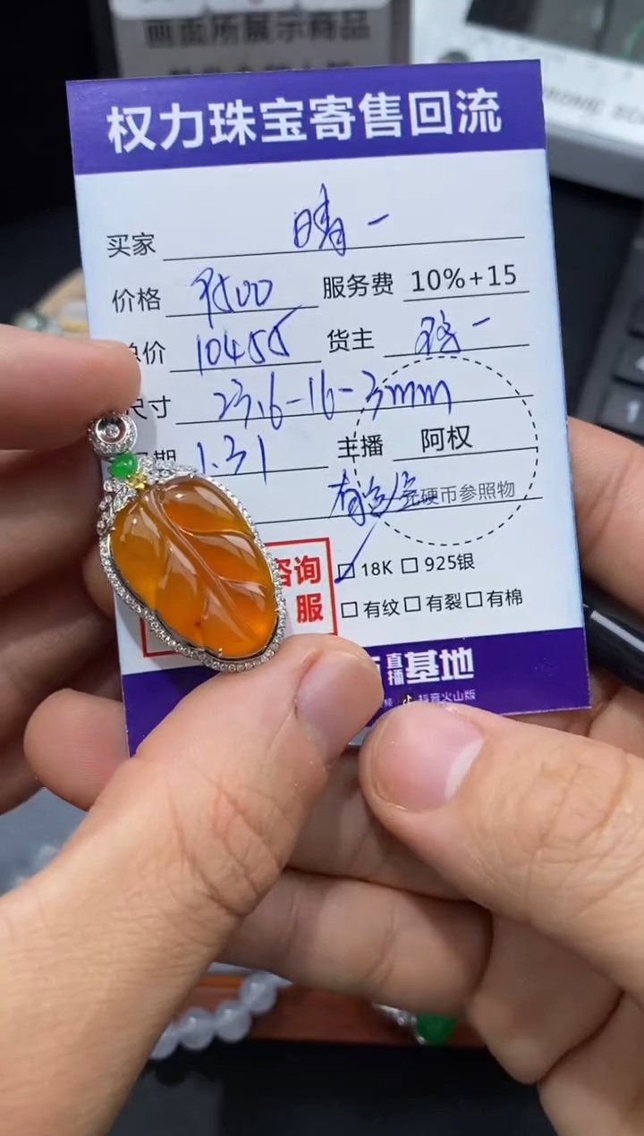 【闪购商品】翡翠颈饰18K金镶嵌寄售不退换