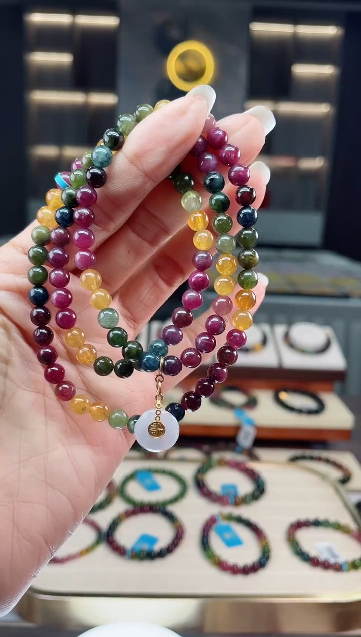 【闪购商品】碧玺三圈手串未镶嵌（多样性发一条）Q