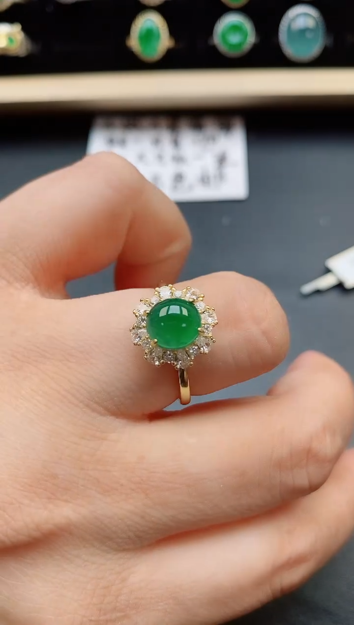 翡翠戒指银S925镶嵌1321