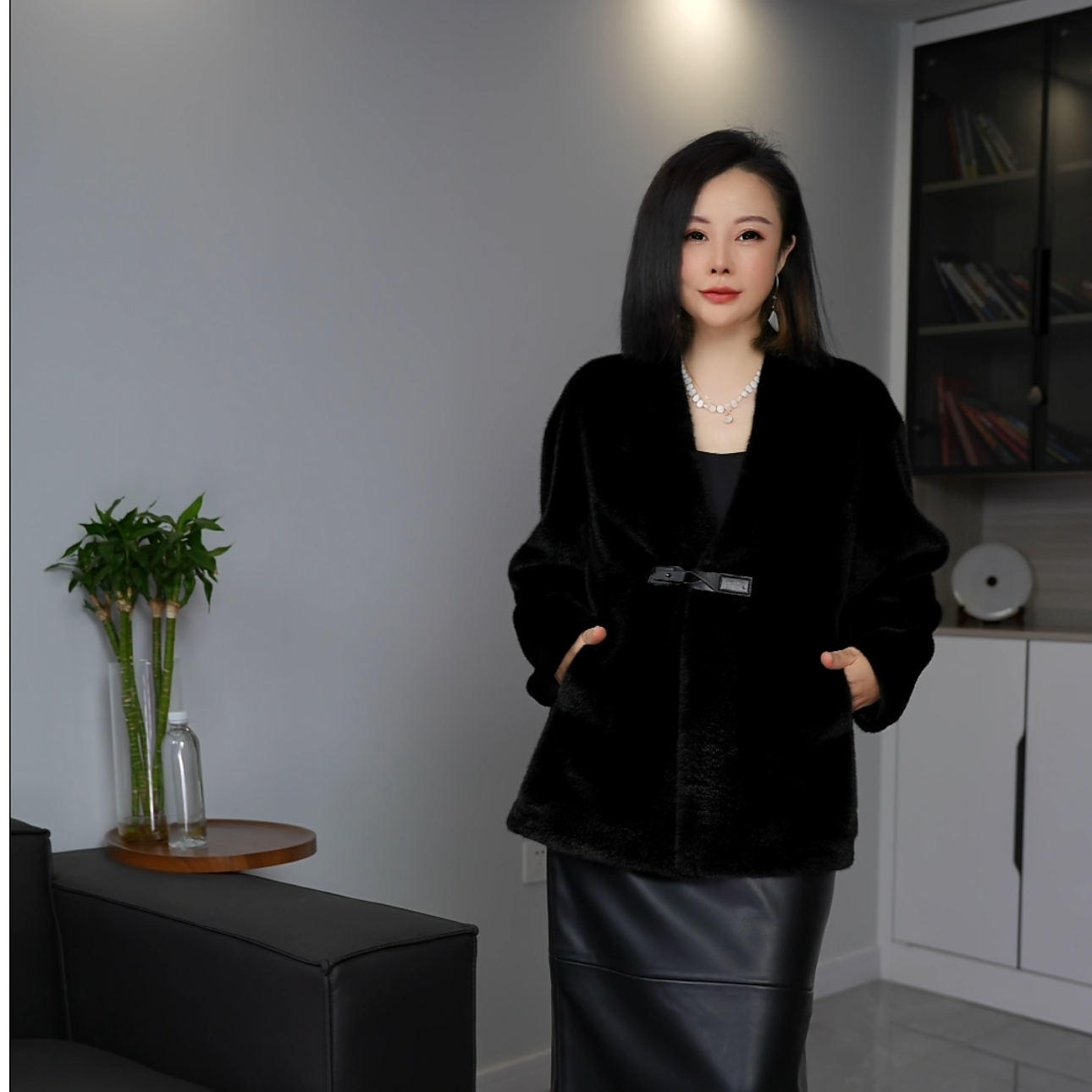 冬季新款女士休闲外套V领时尚百搭上衣女长袖25876