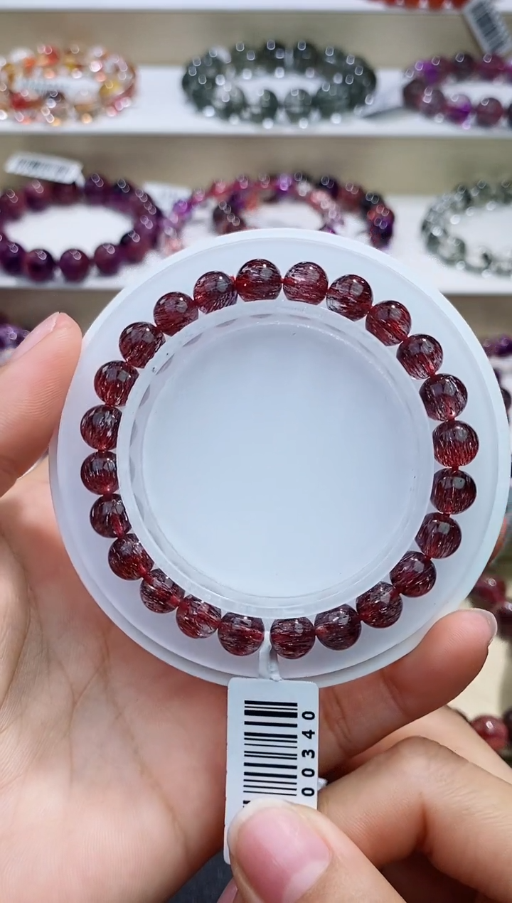 未镶嵌手链水晶红超七7m+