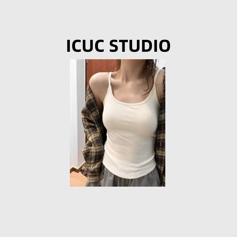  ICUC STUDIO-固定杯绝美纯欲吊带背心美背一体外穿8312