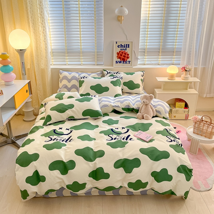 【晴美】全棉印花四件套-抹茶牛奶