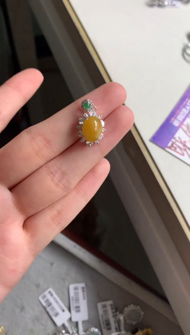 银S925镶嵌戒指翡翠吊坠24