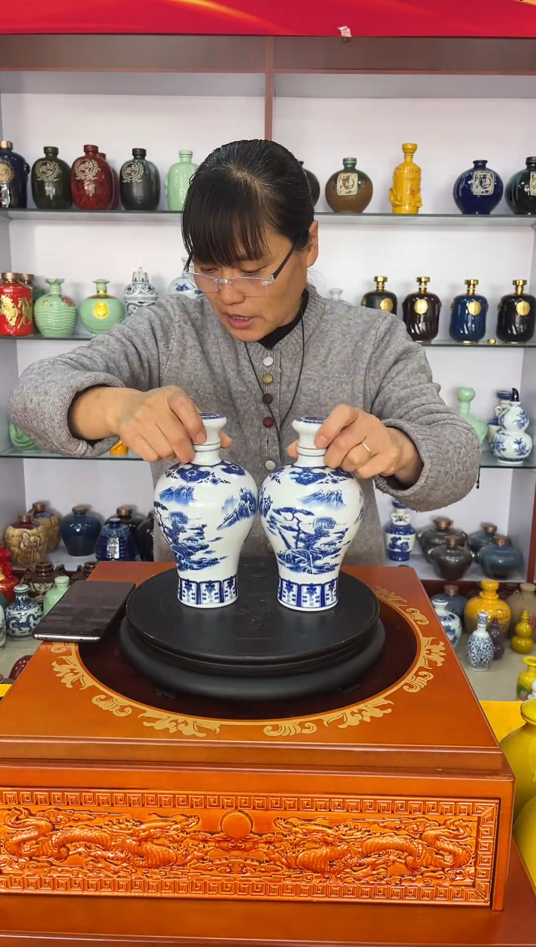瓶瓷1斤装青花梅瓶陶瓷空酒坛