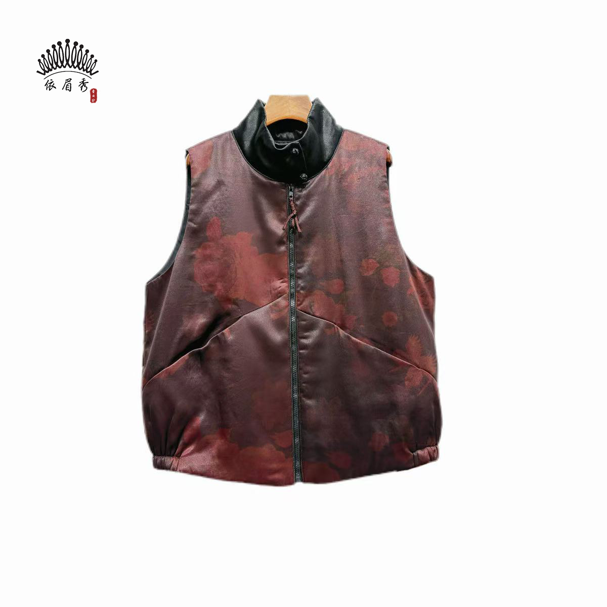 YIMEIXIU/依眉秀香云纱缎面夹棉马甲63330